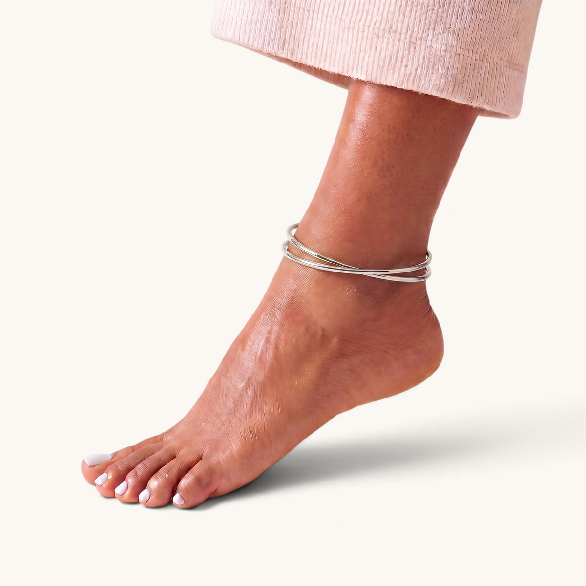Halo Anklet Stack – Silver – Image 2