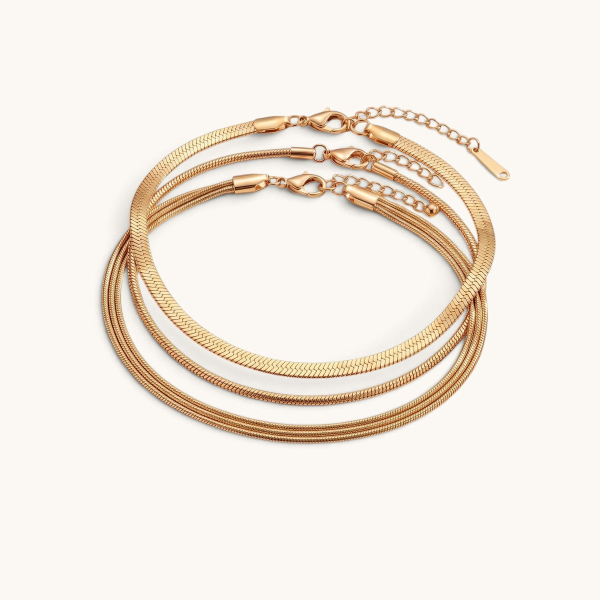 Scala Anklet Stack – Gold – Image 1